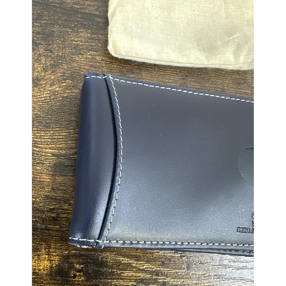 Serman Brands Leather RFID Blocking Slim Bifold Wallet Altlantic Blue Minimalist - Picture 4 of 14